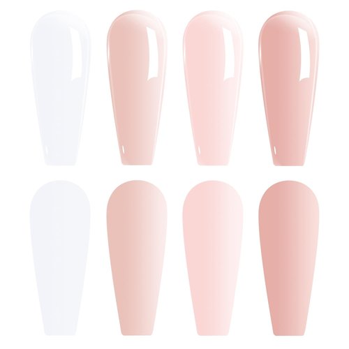 Vishine 4Pcs Jelly Nude Pink Milky White Rose Gel Nail Polish Set Sheer Clear Crystal Translucent French Manicure Gel Nail Polish Kit 8ML