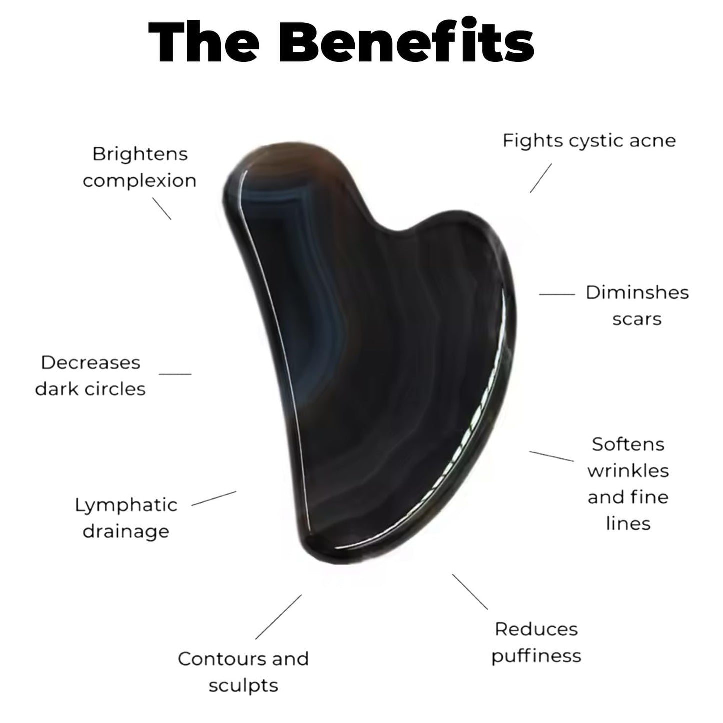 ROSELYNBOUTIQUE Gua Sha Facial Tools & Face Roller for Wrinkless Natural Skincare Tool Jade Roller Guasha Tool for Face Facial Massager (Black Obsidian)