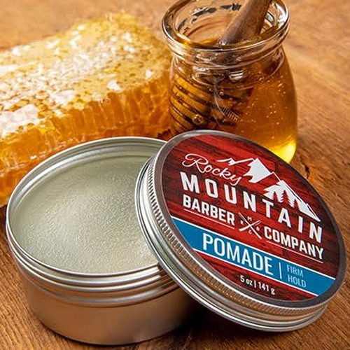 Rocky Mountain Barber Company Pomade for Men - Strong Hold Classic Styling Product | 5 oz Tub for High Shine & Easy Wash Out