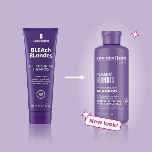 Lee Stafford Purple Toning Shampoo - Best Toner for Bleach Blonde, Neutralizes Brassiness, 16.9 Fl Oz