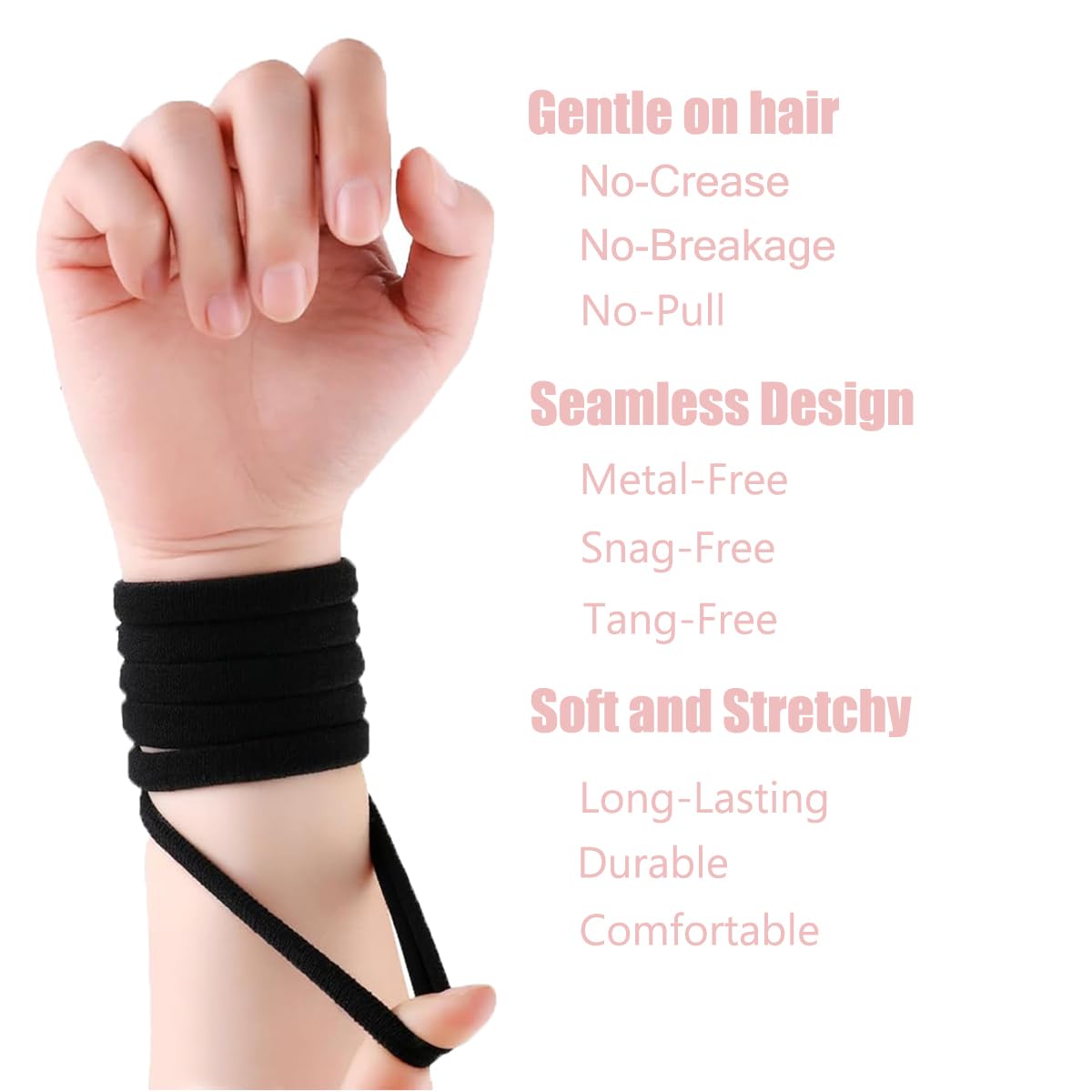 Vrose Flosi Hair Ties No Damage - Strong Stretchy No Breakage SnagFree Hair Bands | Soft Nylon Thick Ponytail Holders Hair Elastics for Everyday Hairstyles | Ideal Gifts for Women Teens Girs 20pcs
