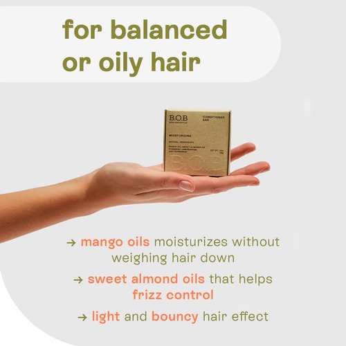 B.O.B BARS OVER BOTTLES Moisturizing Conditioner Bar - Vegan & Eco-Friendly | 6.7oz for Oily Hair