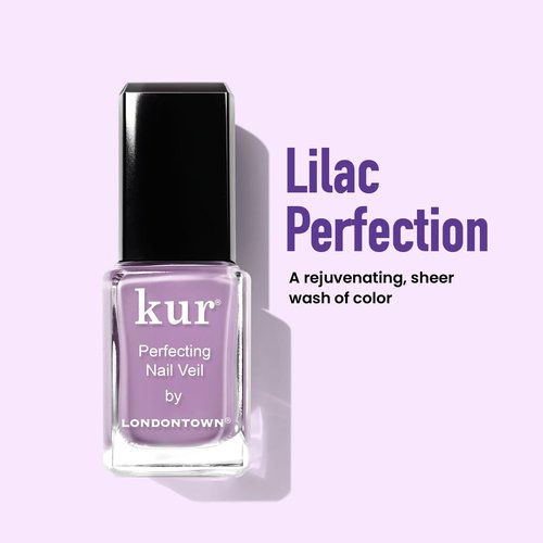 LONDONTOWN Violet Vibes Nail Polish Set - Sheer Lilac Tint with Polish Holder & Cuticle Oil for Healthy Nails