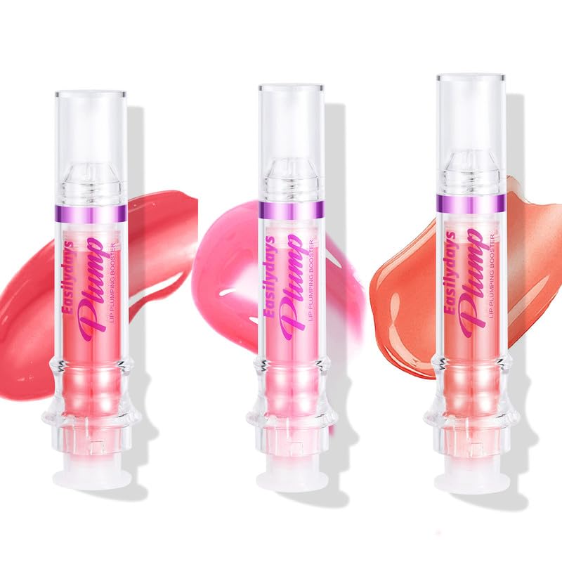 Easilydays 3 Colors Lifter Gloss, Spicy Lip Plumping Booster Lip Glossy Lipstick, Hydrating, Volumizes, High-Shine, Fuller Mirror Lip Glaze, Plump &Pout Lip Plumper for Women Girls, Set #04,05,06