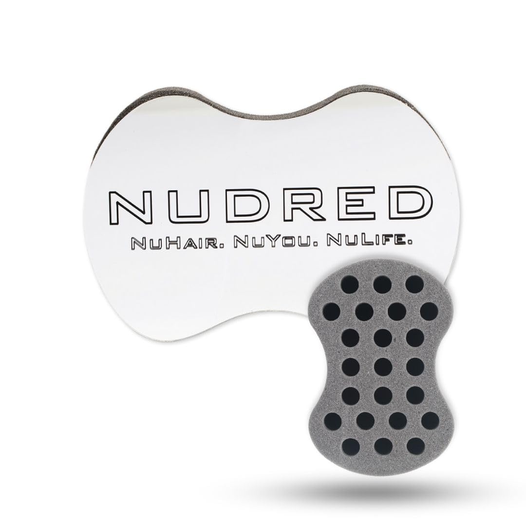 Upgraded Nudred Hair Sponge Brush- Texturizer, Hair Care Twister for Black Men/Women | Twist & Curl Comb| Barber Curling Tool for Afro Curly Hair Styling - Dreads, Curls, Coils | Large Holes (Silver)