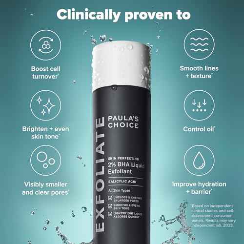 Paula's Choice SKIN PERFECTING 2% BHA Liquid Exfoliant with Salicylic Acid, Facial Polish for Enlarged Pores, Wrinkles & Fine Lines, Suitable for Blackhead-Prone Skin, Fragrance-Free