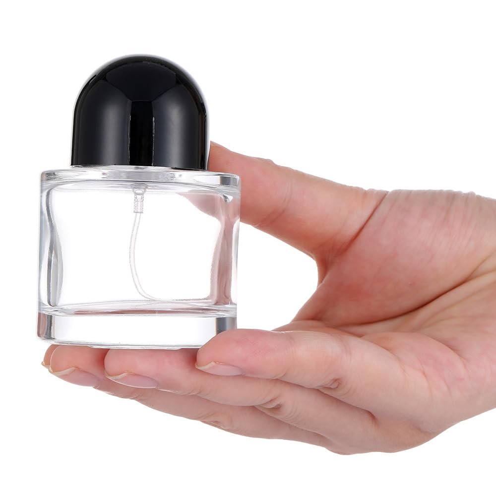 Enslz 50ML/1.7OZ Refillable Cosmetic Spray Bottle, Empty Glass Perfume Bottle with Spray Atomizer (Black, 50ml)