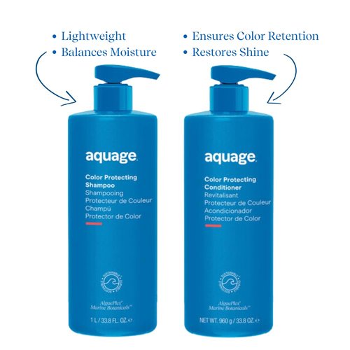 AQUAGE Color Care Regimen Bundle - Color Protecting Shampoo & Conditioner Set | 33.8 Oz Each for Healthy, Vibrant Hair