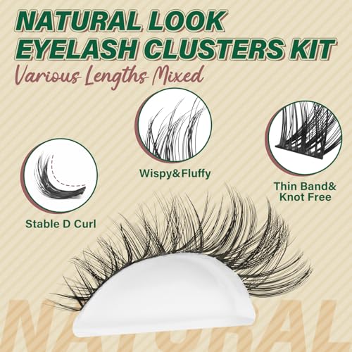 Lash Clusters,96 Pcs Cluster Lashes D Curl 8-18MIX DIY Lash Extensions Eyelash Clusters,KEYYOU Volume Wispy Individual Lashes Soft&Comfortable Easy DIY at Home(Y09,D-8-18MIX)