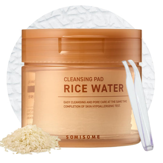 Skiennix Rice Water Cleansing Pads - Exfoliating Makeup Remover & Toner with Centella Asiatica | 50 Pads