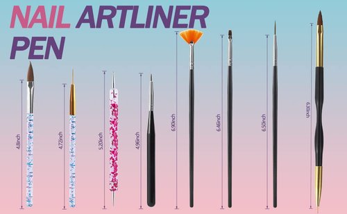 Artdone 15pcs Pink Nail Art Brushes, Nail Art Tool Set, Dotting Tools, Dust Brush,Striping Brushes for Long Lines, Drawing Pen For Gel Polish Design supply