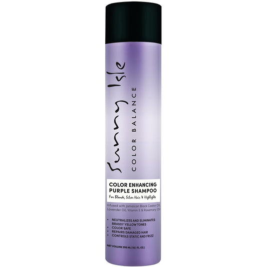 Sunny Isle Color Enhancing Purple Shampoo - Neutralizes Brassy Tones, Unscented | 10.1 Fl Oz