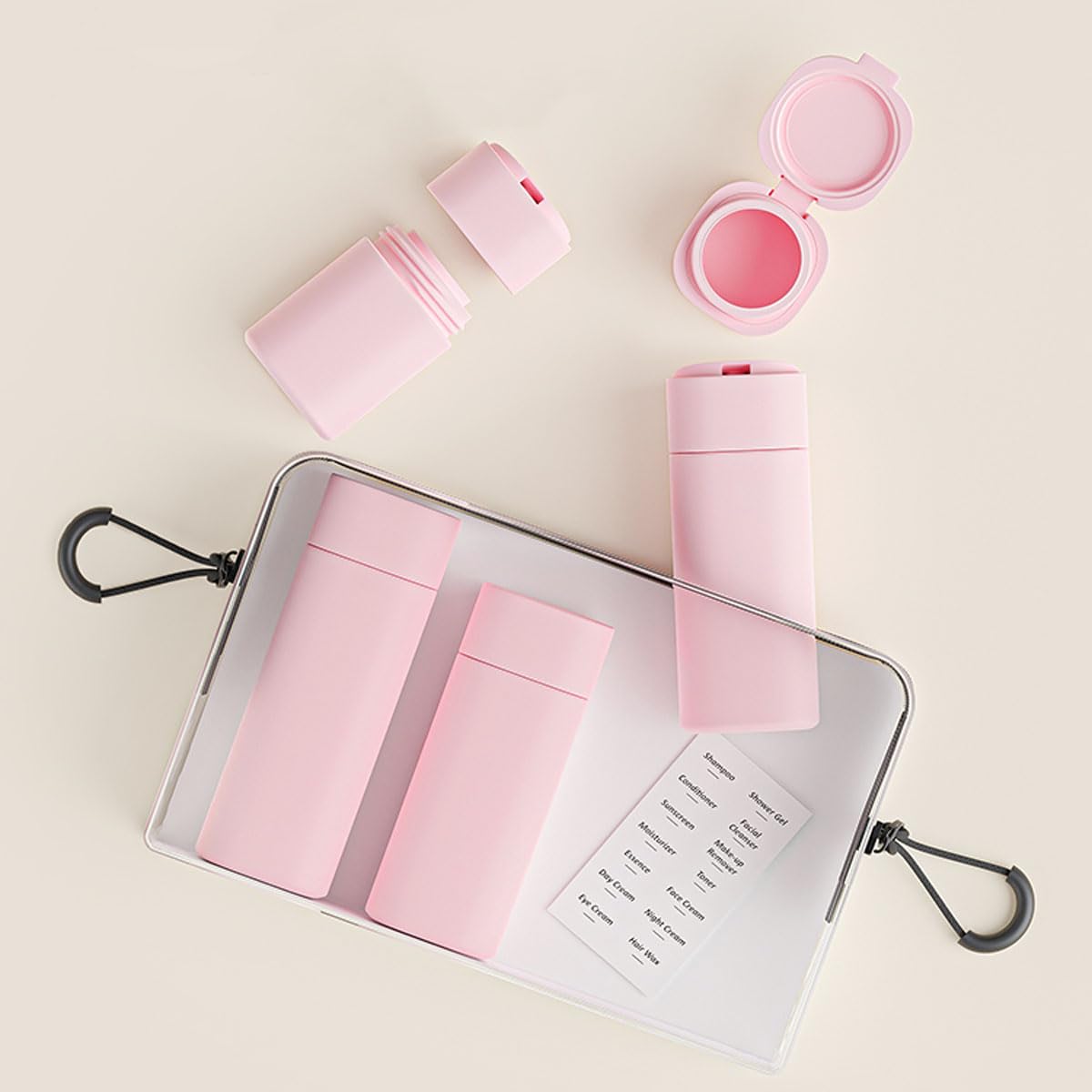 cirea Travel Bottles Set - TSA Approved Leak Proof Squeezable Containers for Toiletries, Conditioner, Shampoo, Lotion & Body Wash Accessories (pink)