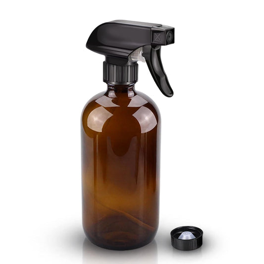 Wedama Amber Glass Spray Bottles - 16 oz Refillable Spray Bottle for Cleaning & Essential Oils | Adjustable Nozzles