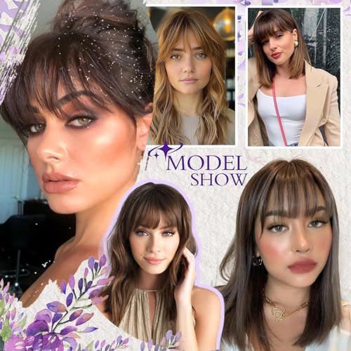 Earfodo Clip in Bangs 100% Human Hair Extensions Fake Bangs Hair Clip on Bangs for Women Clip in Hairpieces Wispy Fringe Bangs for Daily Wear(4.5 * 6,Black)