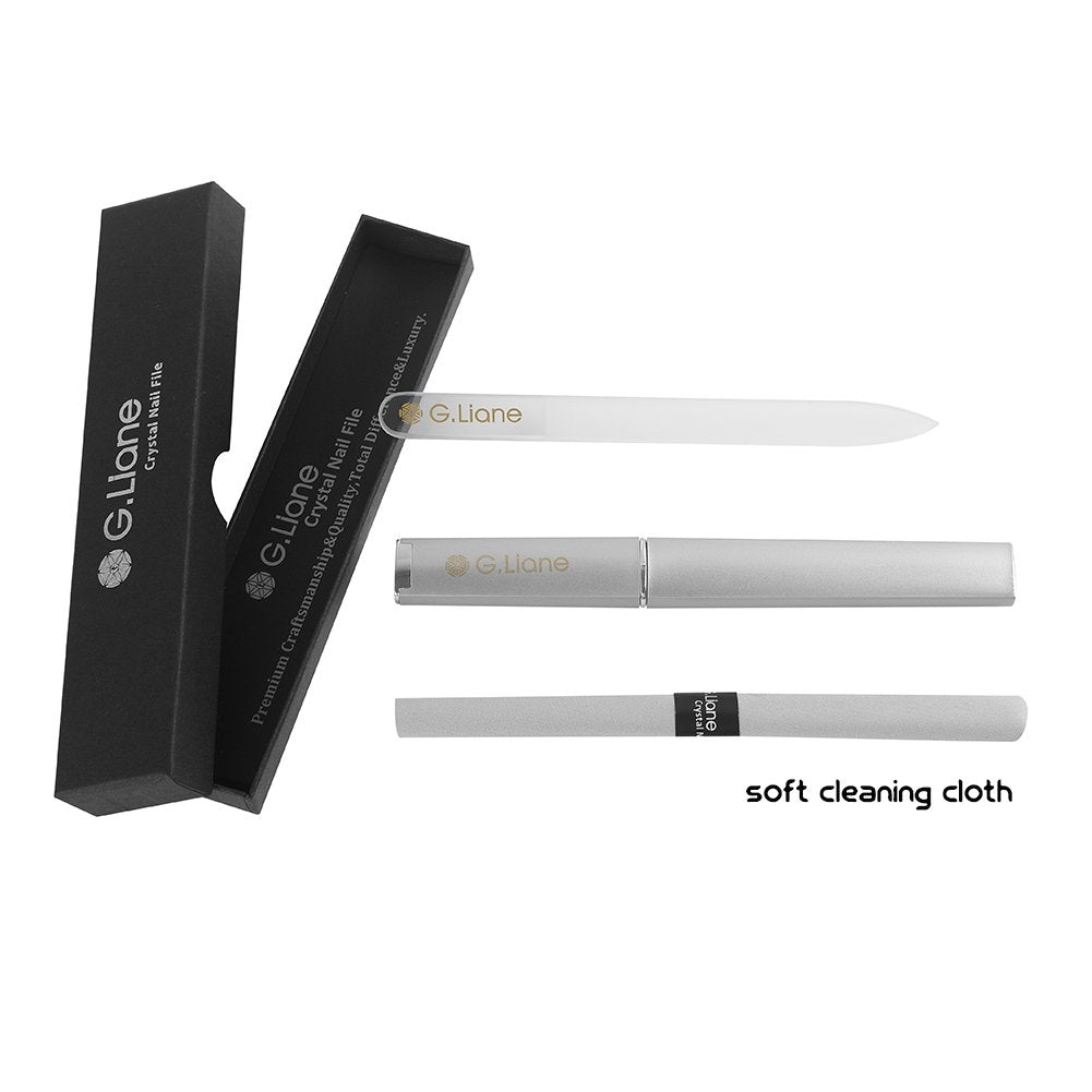 Skiennix Crystal Nail File Set - Professional Manicure & Pedicure Kit for Natural & Acrylic Nails | Clear Pointed