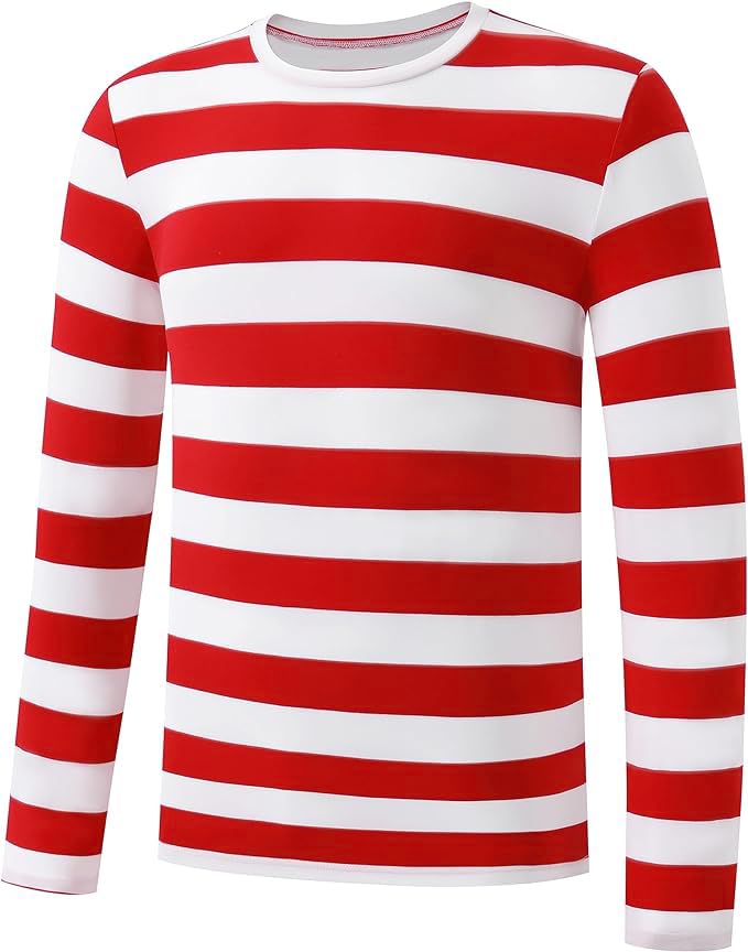 Adult Kid Striped T-Shirt Men Women Couple Shirt Long Sleeve Tops Red Woman-XL