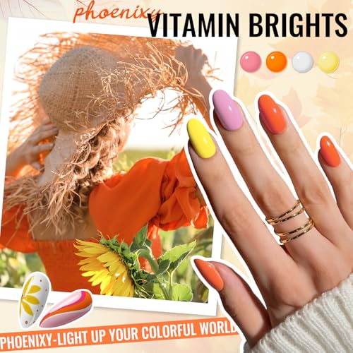 PHOENIXY 62 PCS Gel Nail Polish Set, 54 Colors Gel Polish with Base Coat & Glossy/Matte/Glitter Top Coat All Seasons Nail Polish Set Gifts for Women Girls