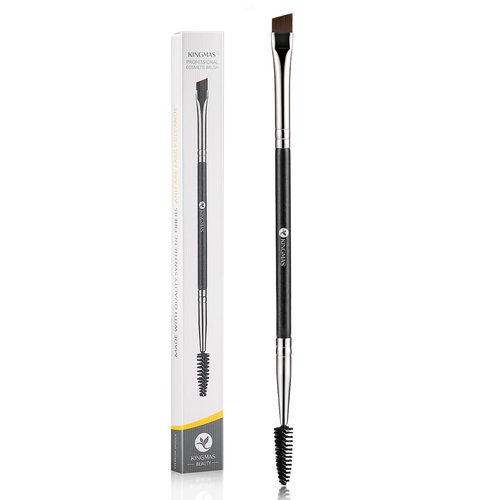 KINGMAS Eyebrow Brush - Professional Duo Angled Brush for Shaping Brows & Lashes | Black