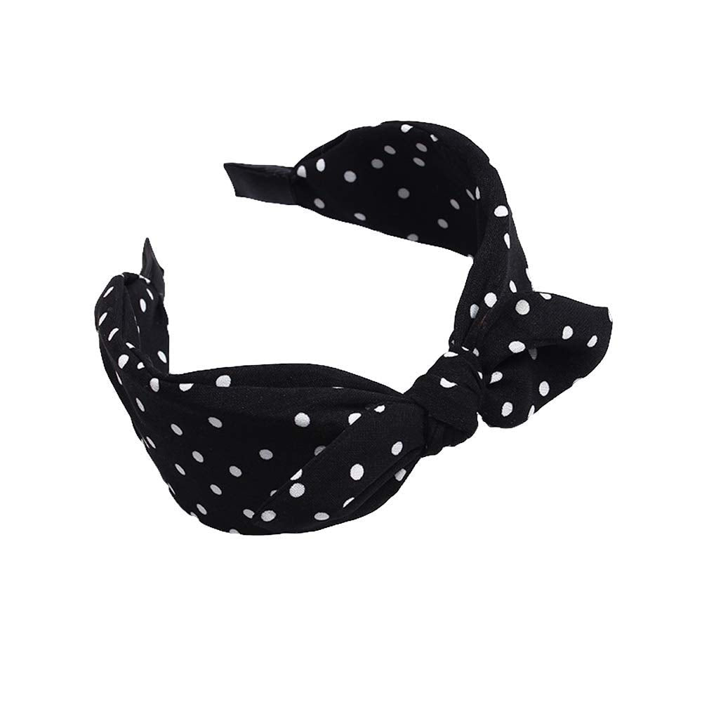 Womens Wide Polka Dots Headbands Headwraps Hair Band with Bow Pack of 3