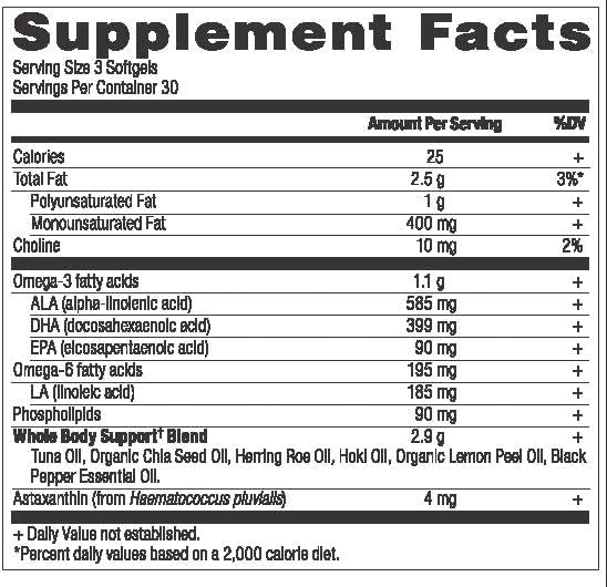 Ancient Nutrition Ancient Omegas Whole Body - Wild Caught Fish Oil with ALA, DHA, EPA - 90 Capsules