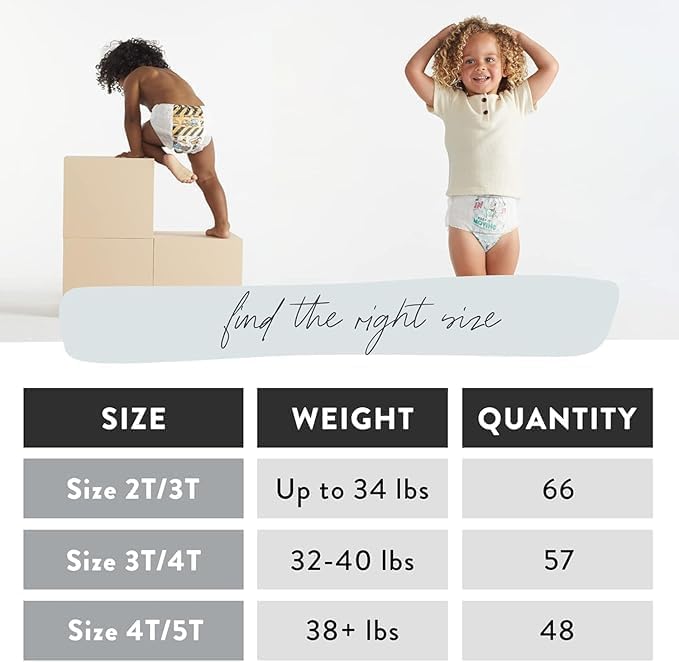 The Honest Company Training Pants - Hypoallergenic & Fragrance-Free for Sensitive Skin | Magical Moments Butterfly Kisses, Size 2T/3T (Up to 34 lbs), 66 Count