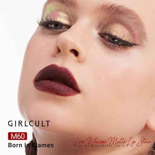 GIRLCULT Matte Lip Stain ? Lightweight Velvet Lip Tint, Long Lasting Liquid Lipstick, Transfer Resistant, Non-Drying & Smudge Proof Formula (M60)