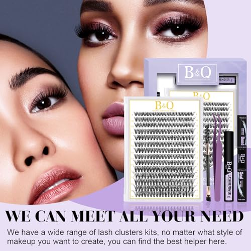 DIY Lash Extension Kit 280 PCS Individual Eyelash Extension Kit 0.07C 9-16MIX 30D 40D 50D Cluster Lashes Kit Lash Glue Remover and Applicators for Eyelash Extensions(Kit-40D-0.07C,9-16MIX)