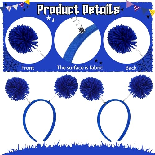 Censen 18 Pcs Pom Pom Headband Head Bopper Wrapped Funny Headband Birthday Halloween Party Headwear for Women Adult Accessory(Blue)