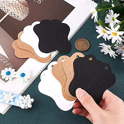 FINGERINSPIRE 300Pcs Hair Clip Display Cards Butterfly Shape Cardboard Paper (Black White Brown) Hairpin Display Cards Kraft Cards for Hair Bow Hair Clips and Hair Accessories 2 x2.8 Inch