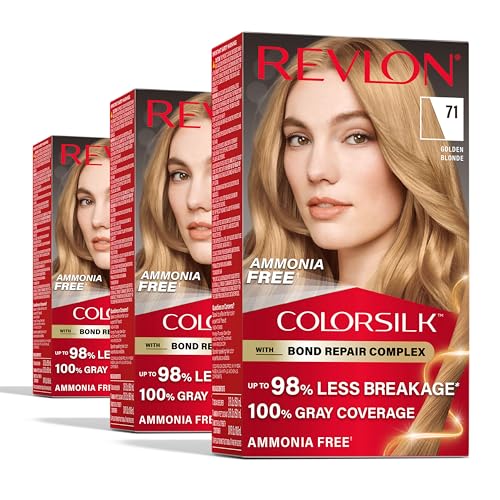 Revlon ColorSilk with Bond Repair Complex, Blonde Permanent Hair Color, 100% Gray Coverage, Ammonia Free Hair Dye, Vegan Keratin, 03 Ultra Light Sun Blonde (Pack of 3)