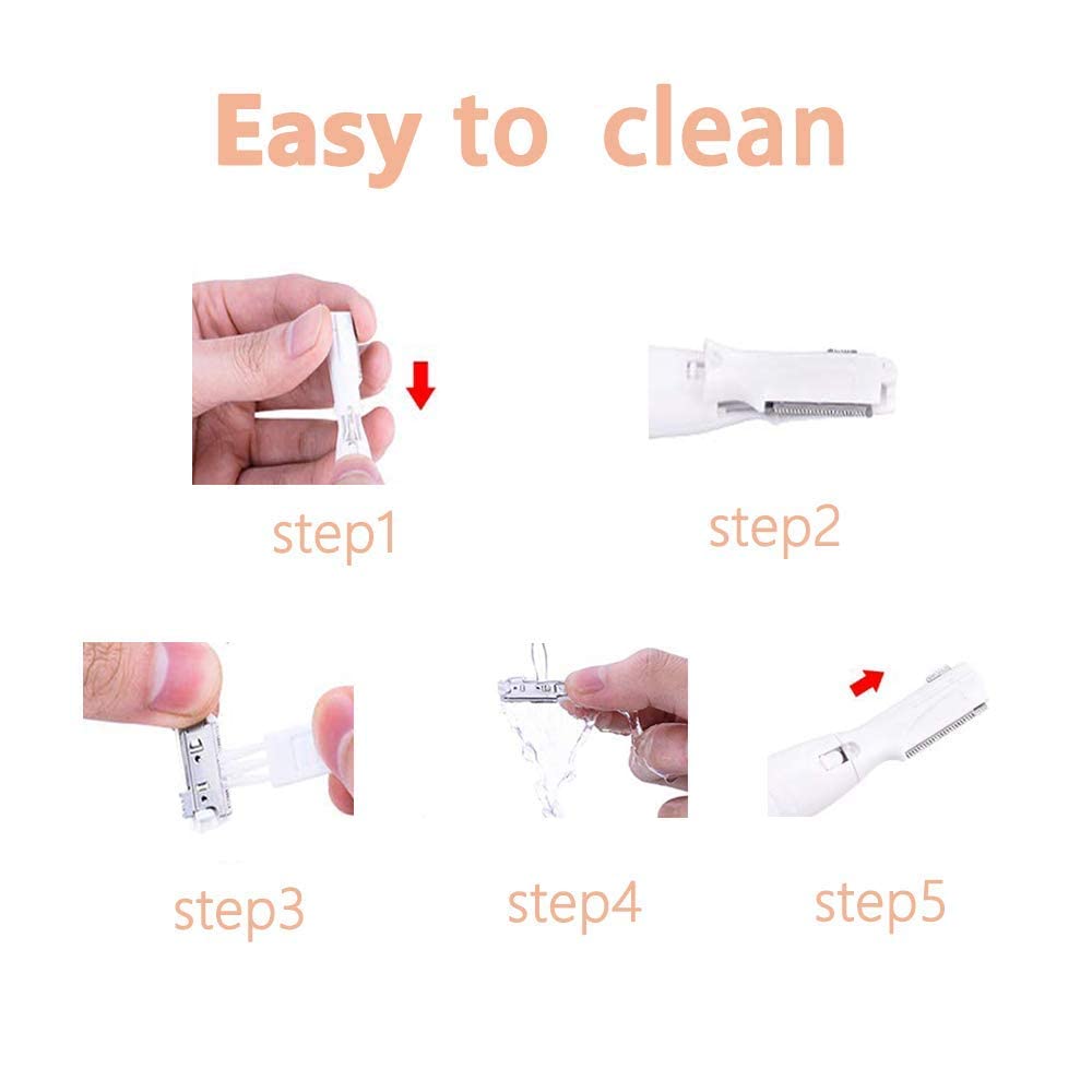 ZEXELLER Upgraded Eyebrow Trimmer, Precision Facial Hair Trimmer with Comb, Battery Operated Painless Electric Eyebrow Razor Facial Hair Remover Face Chin Neck, Upper-Lip, Peach-Fuzz