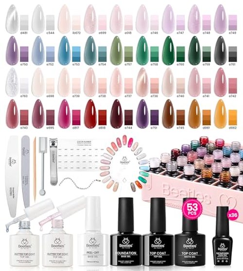 Beetles Summer Gel Nail Polish Set, 20 Colors Pastel Neon Pink Yellow Green Blue White Glitter Gel Nail Polish Kit Base Coat Matte Glossy Top Coat Soak off Uv Gift for Women