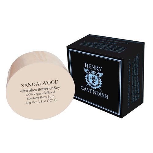 Henry Cavendish Sandalwood Shave Soap - All-Natural Moisturizing Shaving Puck with Shea Butter & Coconut Oil | 4 Oz Refill