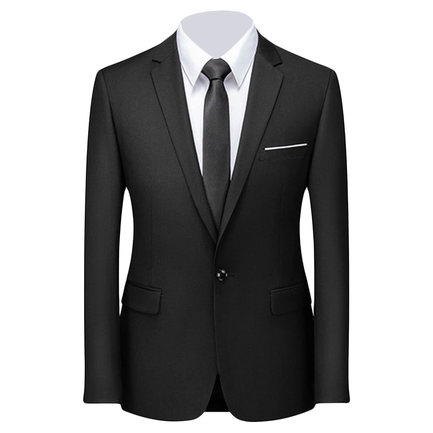 Men's Stylish Slim Fit Daily Blazer Solid Casual Formal Wedding Party Sport Coat One Button Lapel Business Jacket (Black 1,Medium)