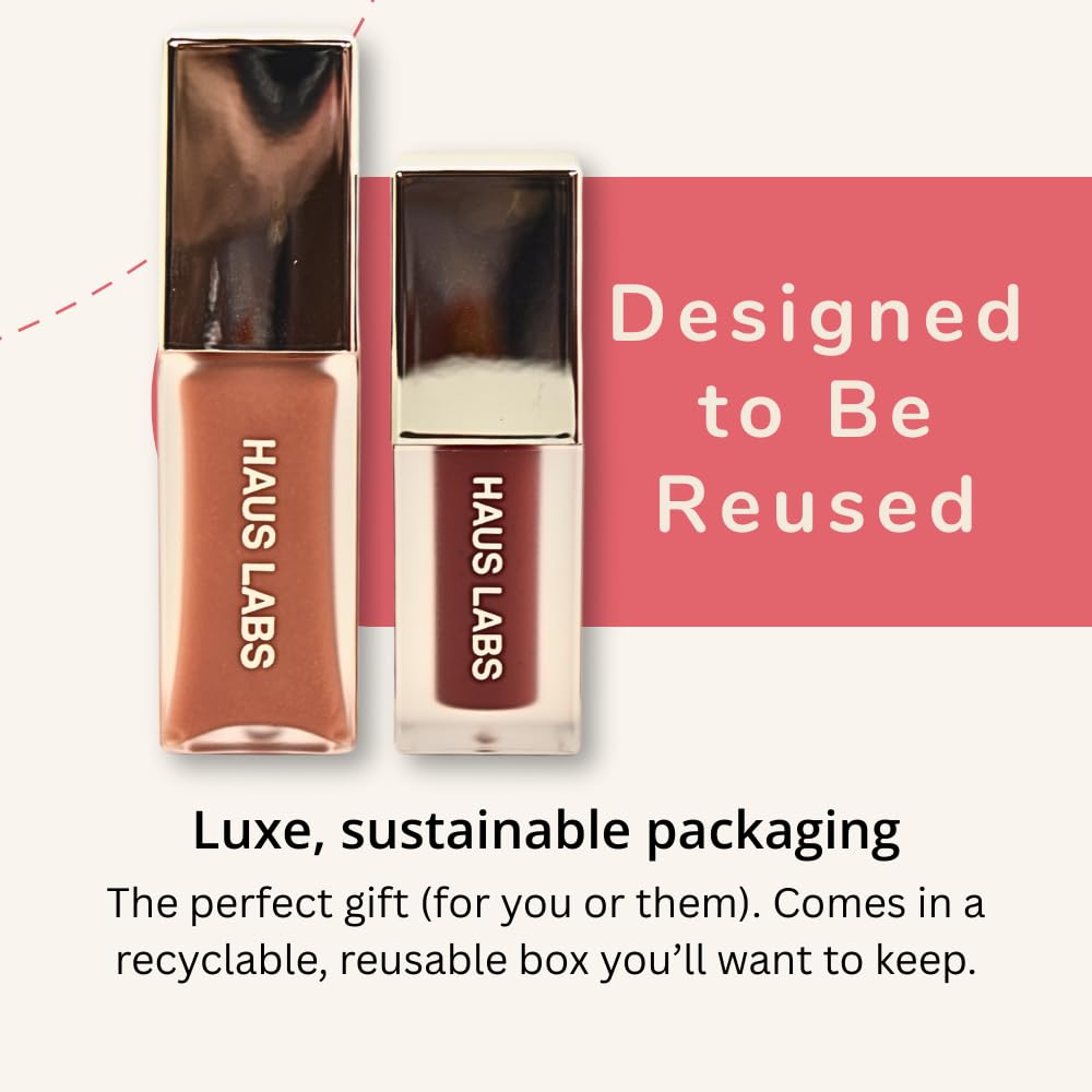 Haus Labs PHD Hybrid Plumping Lip Glaze Duo - Honey Shimmer Full Size & Persimmon Mini