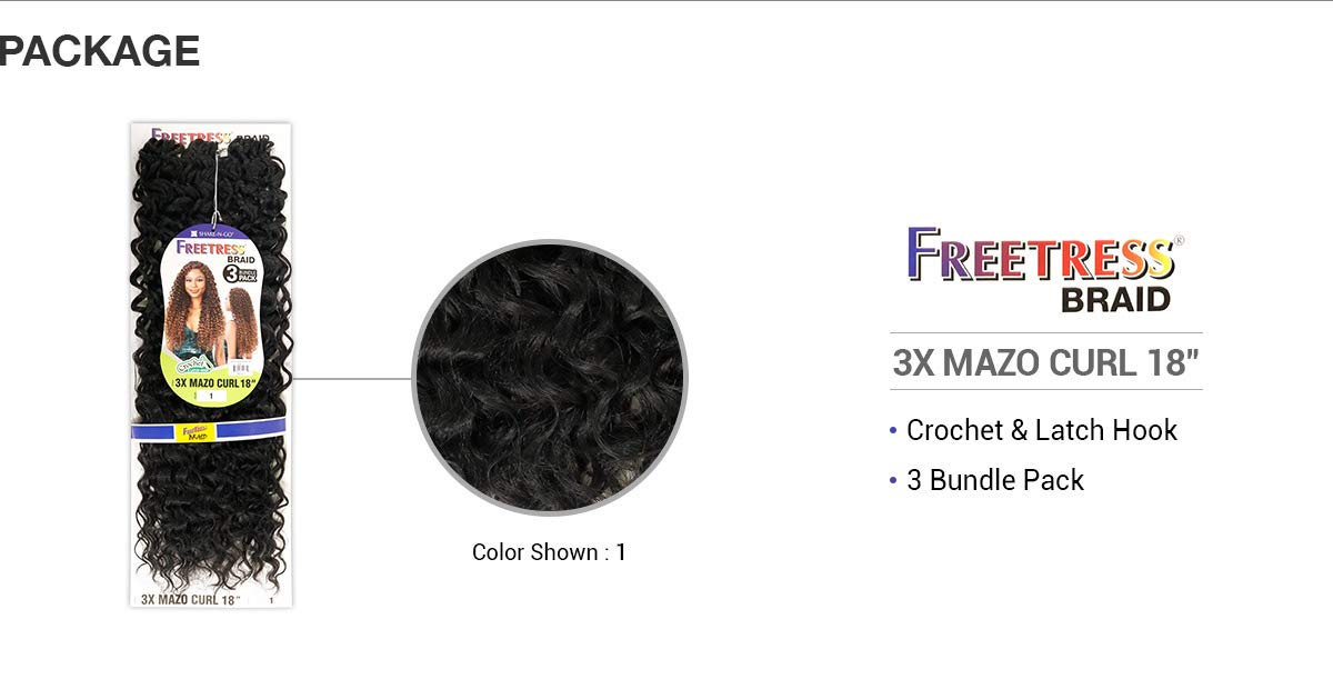 FREETRESS SYNTHETIC CROCHET BRAID 3X MAZO CURL 18" (1)