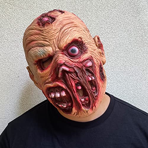 nezababycos Scary Zombie Mask Halloween Horror Dead Monster Costume Creepy Bloody Walking Demon Props for Adult Men Women Latex (A)