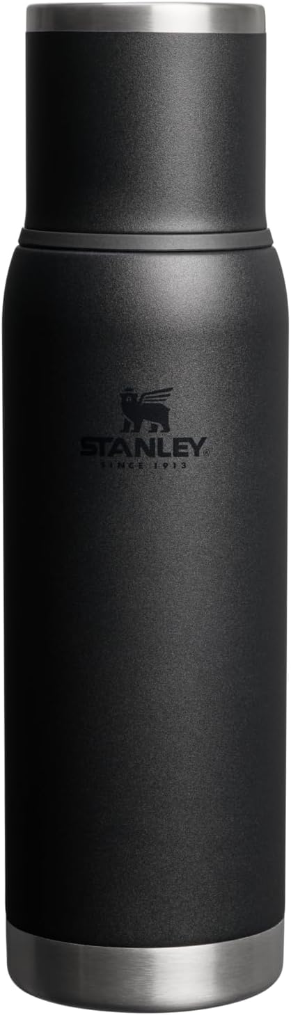 Stanley Adventure-To-Go Vacuum Bottle - 1.1 Qt Insulated Stainless Steel | Leakproof Cup Lid | Black