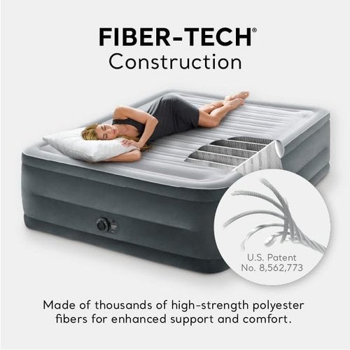 Intex 22in Queen Dura-Beam Comfort Plush High-Rise Inflatable Air Mattress - Built-In Pump, 600lb Capacity