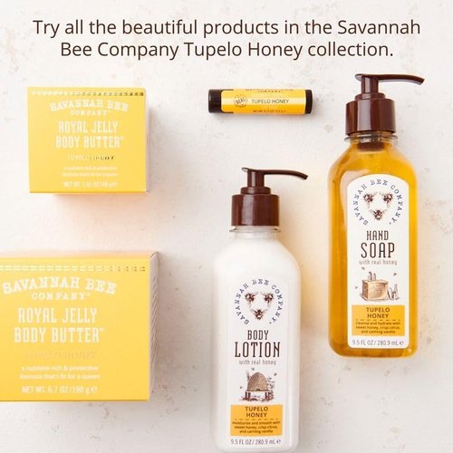 Savannah Bee Company Beeswax Lip Balm - Natural Tupelo Honey, 0.15-Ounce (Pack of 4)