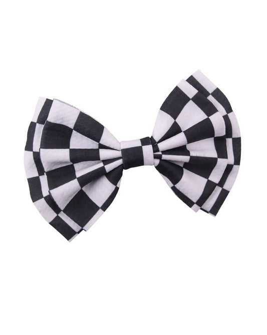 Checkered Plaid Hair Bow Clip Checkered Hair Barrettes Clips Buffalo Plaid Hair Bow Pin BBG71 (C1-Black White)