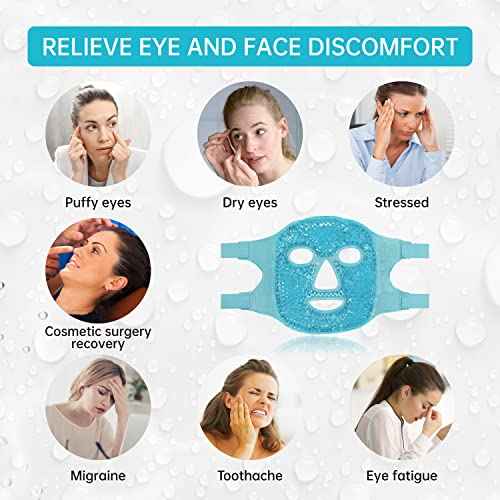 ZN?CUET?D Cold Face Eye Mask Ice Pack Reduce Facial Puff, Dark Circles, Gel Beads Hot Heat Cold Compress Pack, Face SPA for Woman Sleeping, Pressure, Headaches, Skin Care, Post Laser Care[Blue]