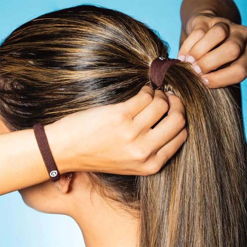 GIMME Beauty Low Profile Hair Bands - Gentle, No-Snag Elastic Ties for Fine & Thick Locks - Non-Slip Seamless Ponytail Holders - Trendy Hair Accessories - Black, 20 Pack