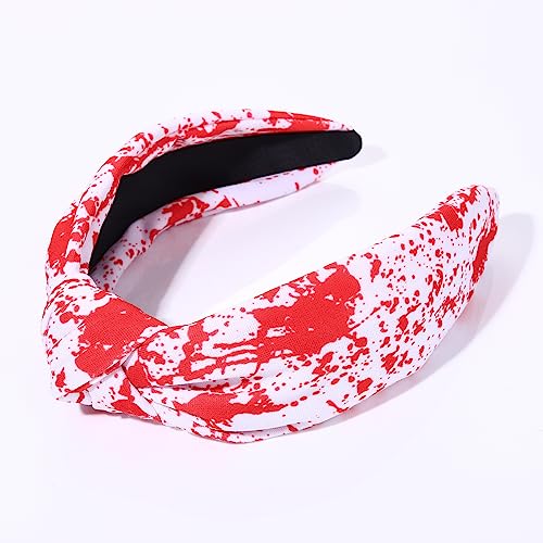 ZITULRY Halloween Knotted Headbands for Women Candy Corn Cat Blood Splatter Printed Wide Top Knot Hairband Party Decoration