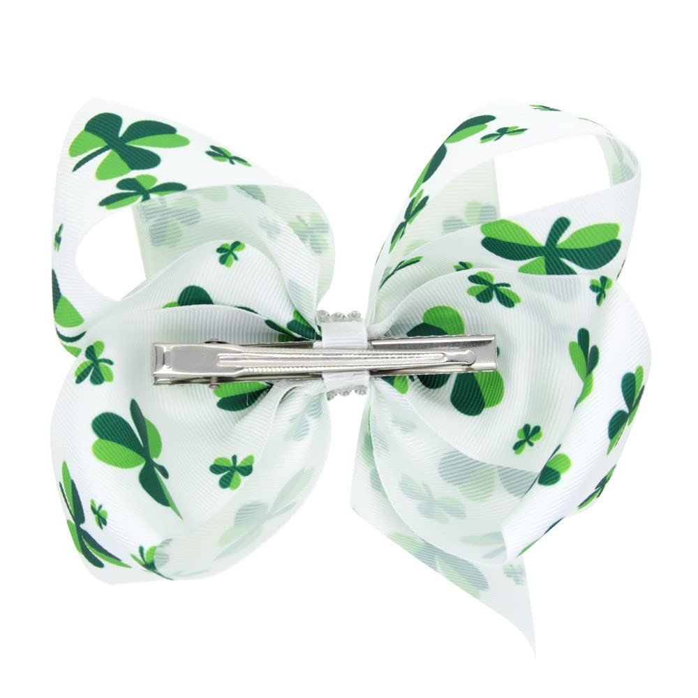 St. Patrick Bow Hair Clips Hairpin Grosgrain Ribbon Bows Holiday Barrettes JHSP07 (C1)