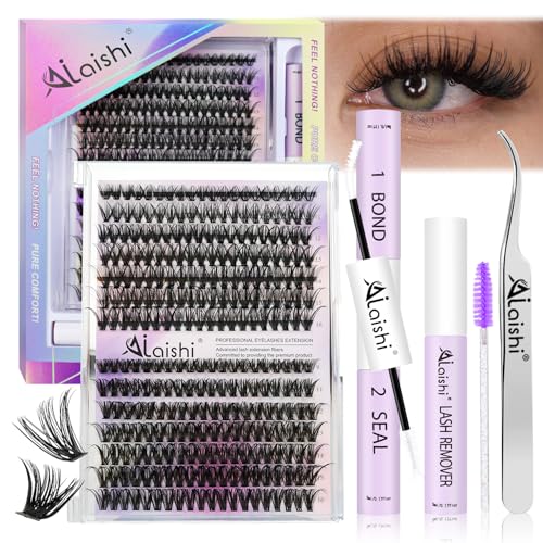 Lash Clusters Kit, DIY Cluster Eyelash Extensions 9‑16mm, 30D+40D+50D, 240pcs Fluffy D Curl Natural Lashes with Lash Bond and Seal,Tweezers, Remover, Brush–Waterproof Fake Wispy Individual Clusters