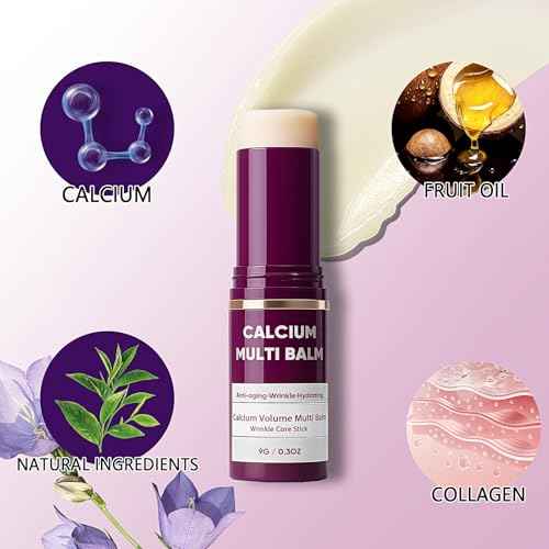 Cemenrete Calcium Multi Balm, Wrinkle Core Stick, Korean Collagen Moisturing Stick, Calcium Volume Multi Balm, Anti-Aging, Sagging, Wrinkles, Almond & Vitamin E for Lip Balm Eye Cream Neck (1PCS, 9G)