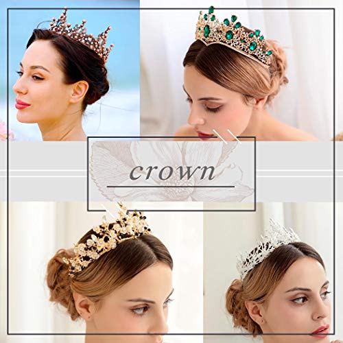 Ibliss Gold Wedding Crowns Baroque Rhinestone Pearls Bride Tiaras Queen Bridal Headpieces for Women and Girls