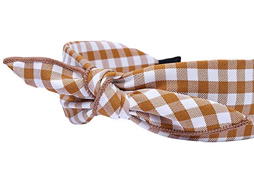 Qiabao Womens Vintage Plaid Headbands Headwraps Hair Band with Bow Pack of 3